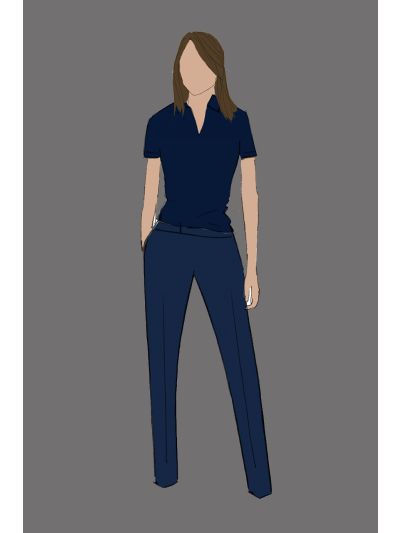 182203 - Uniform Shirt Ladies Polo S/S Navy w/Logo Sleeve (Banquet)