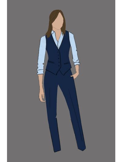 182201 - Uniform Vest Ladies Herringbone Navy (Banquet)