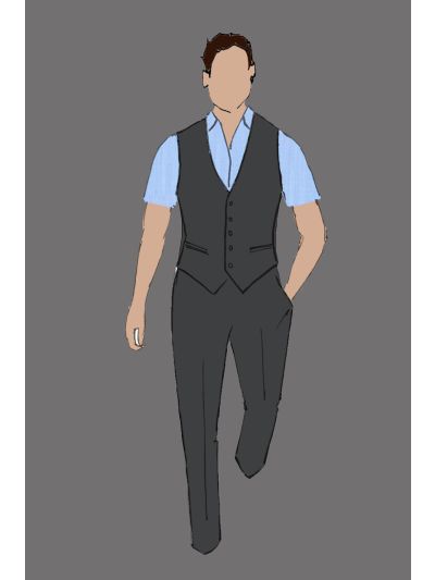 182124 - Uniform Shirt Male S/S Stripe blue & White (Bell Person)