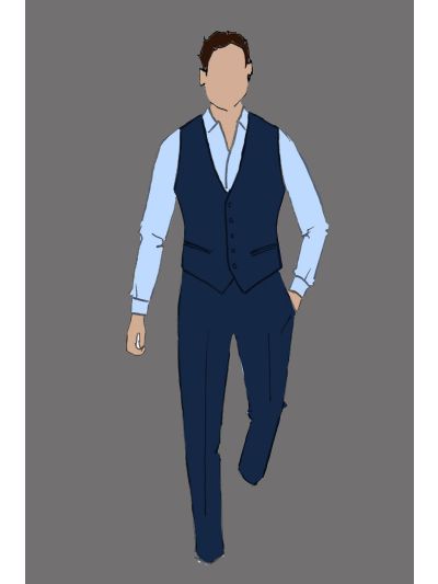 182205 - Uniform Vest Male Herringbone Navy (Banquet)